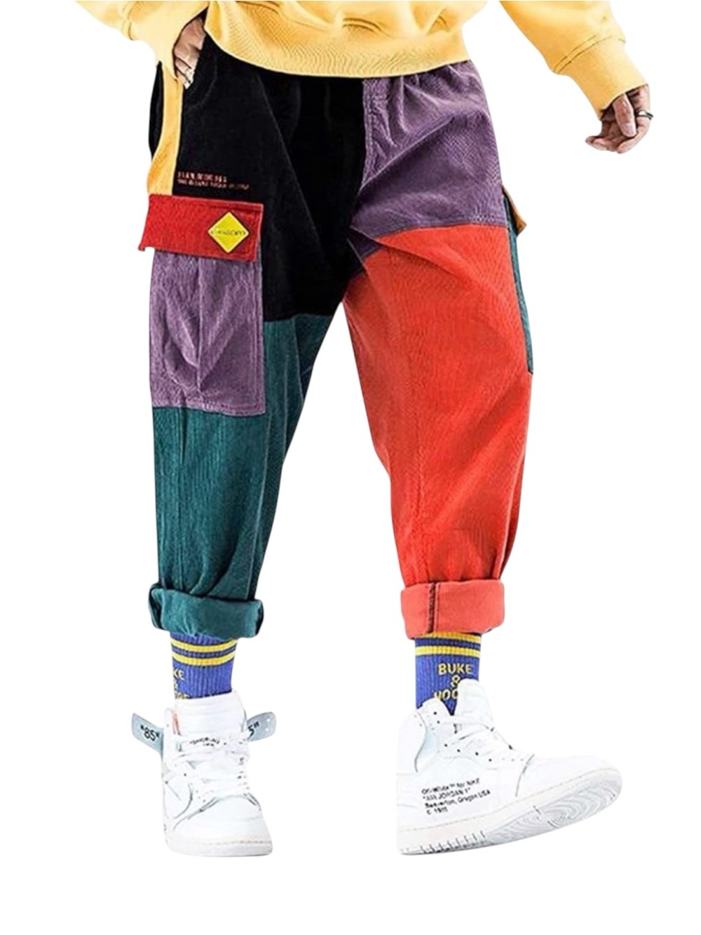 NWT Aelfric Eden Patchwork Cargo Joggers Unisex Medium Corduroy Y2K Streetwear 🛹 - Picture 8 of 11